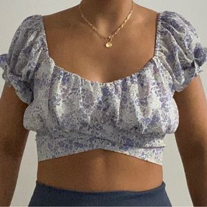 Lavender midi tie back blouse